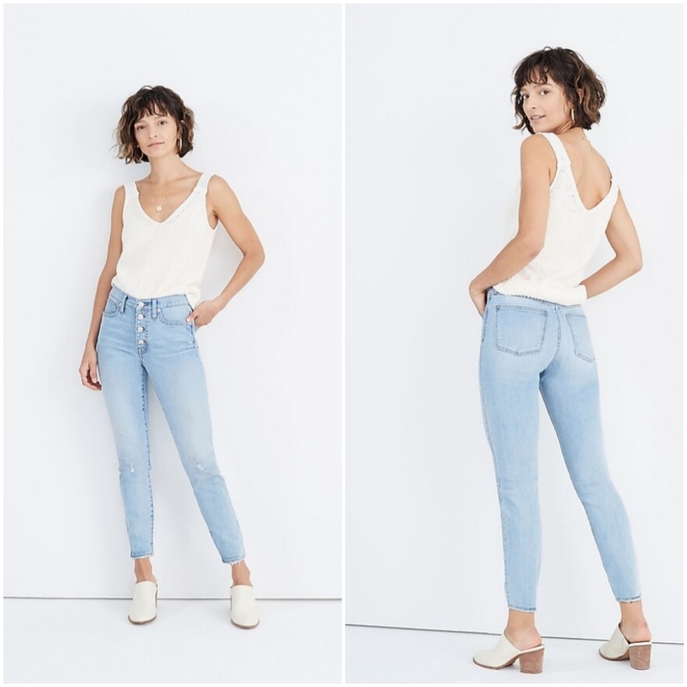 Madewell 9" High-Rise Skinny Crop Jeans in Asbury Wash: Button-Front